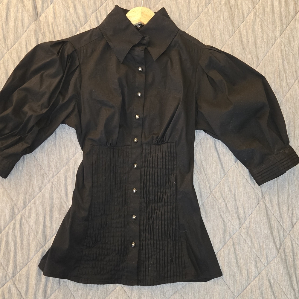 bebe Black Puff Sleeve Blouse